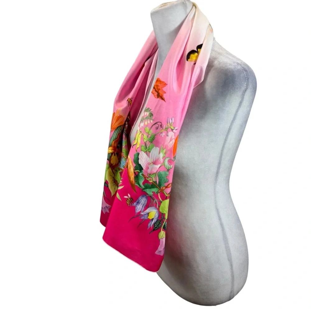 Vintage E. Goltz Rush‎ Floral Butterfly Scarf in Excellent Condition